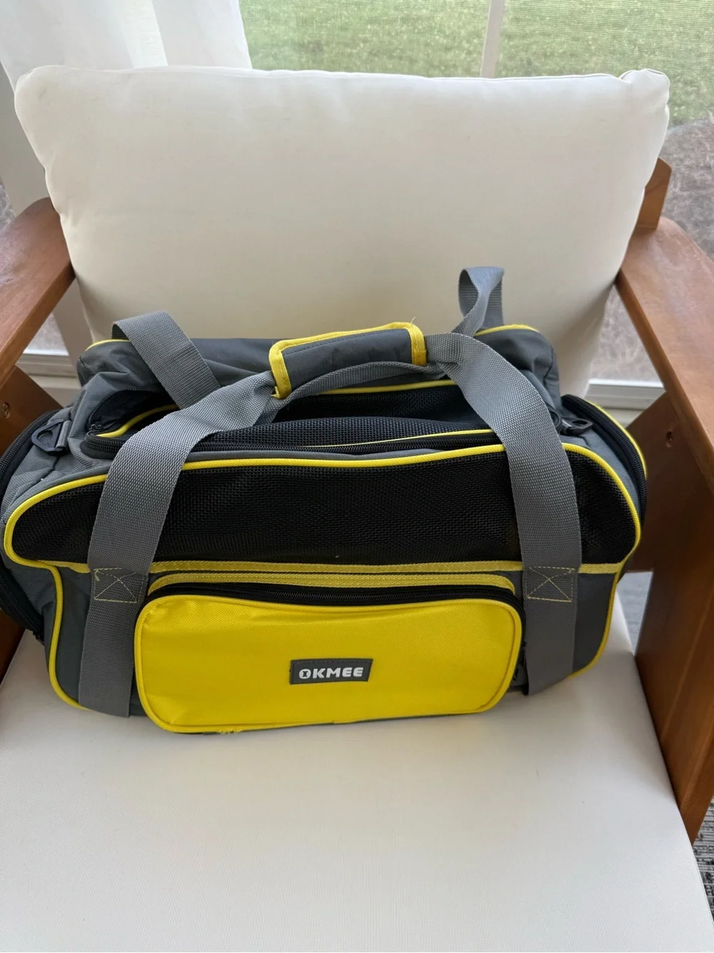 Yellow and Gray Small Pet Carrier - Portable Soft-Sided Travel Crate